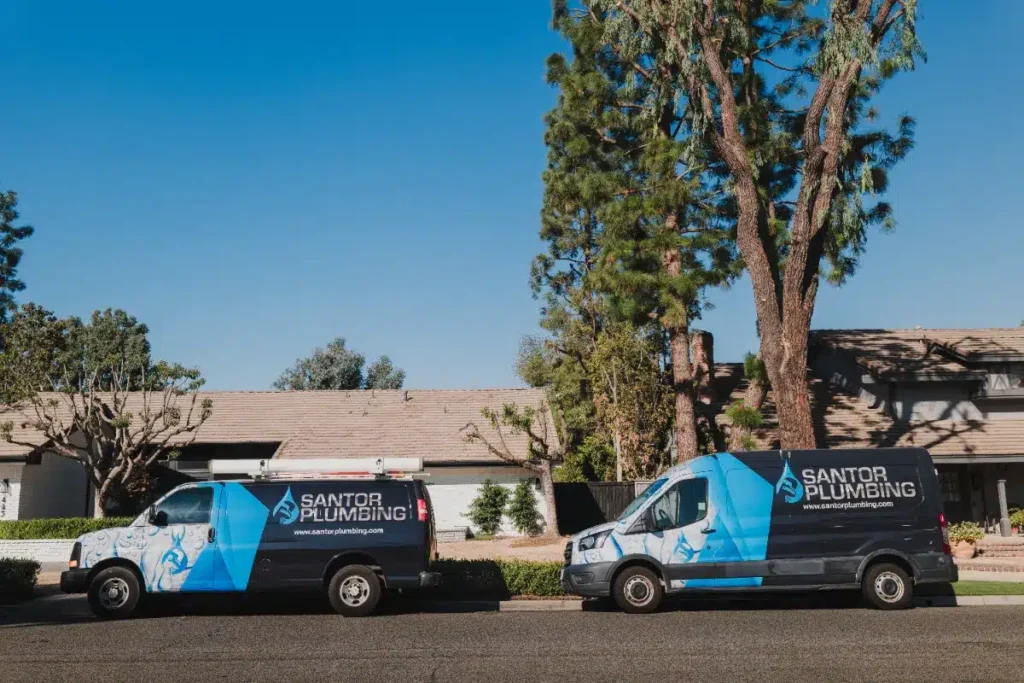 Santor Plumbing service vans in Agoura Hills, California, providing local plumbing services.