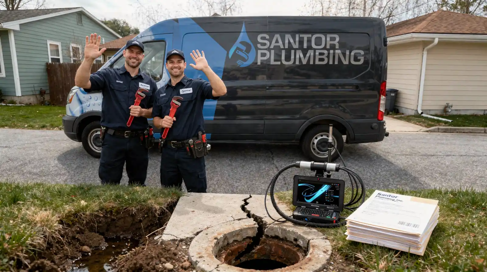 Warning signs such as damp soil, foundation cracks, and unusual water bills indicate